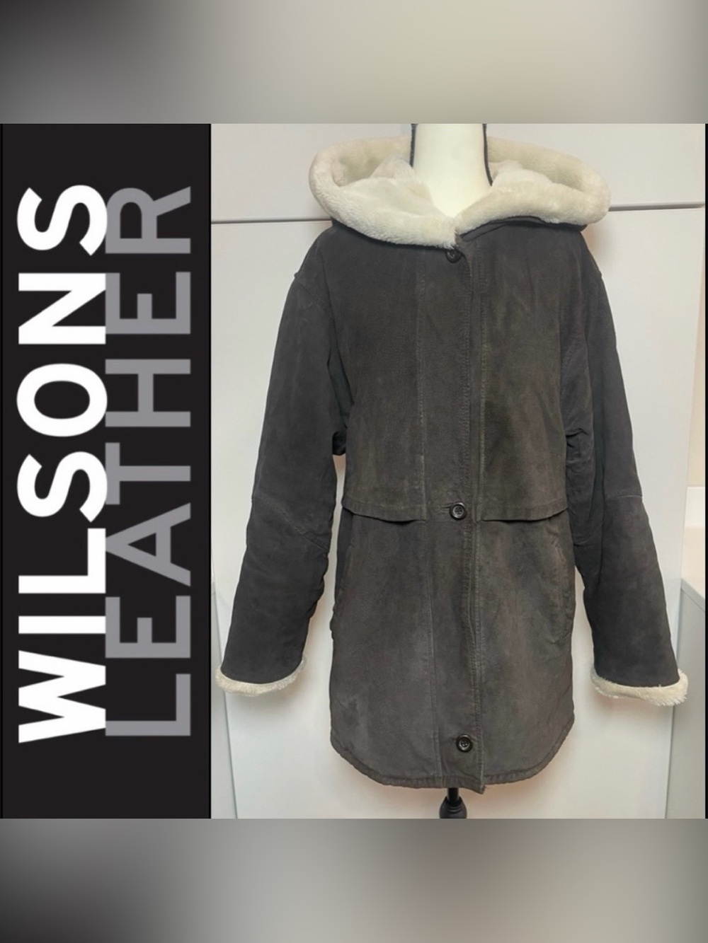 Wilsons Real Leather Brown Suede Coat Cozy Fur Lined Jacket Unisex